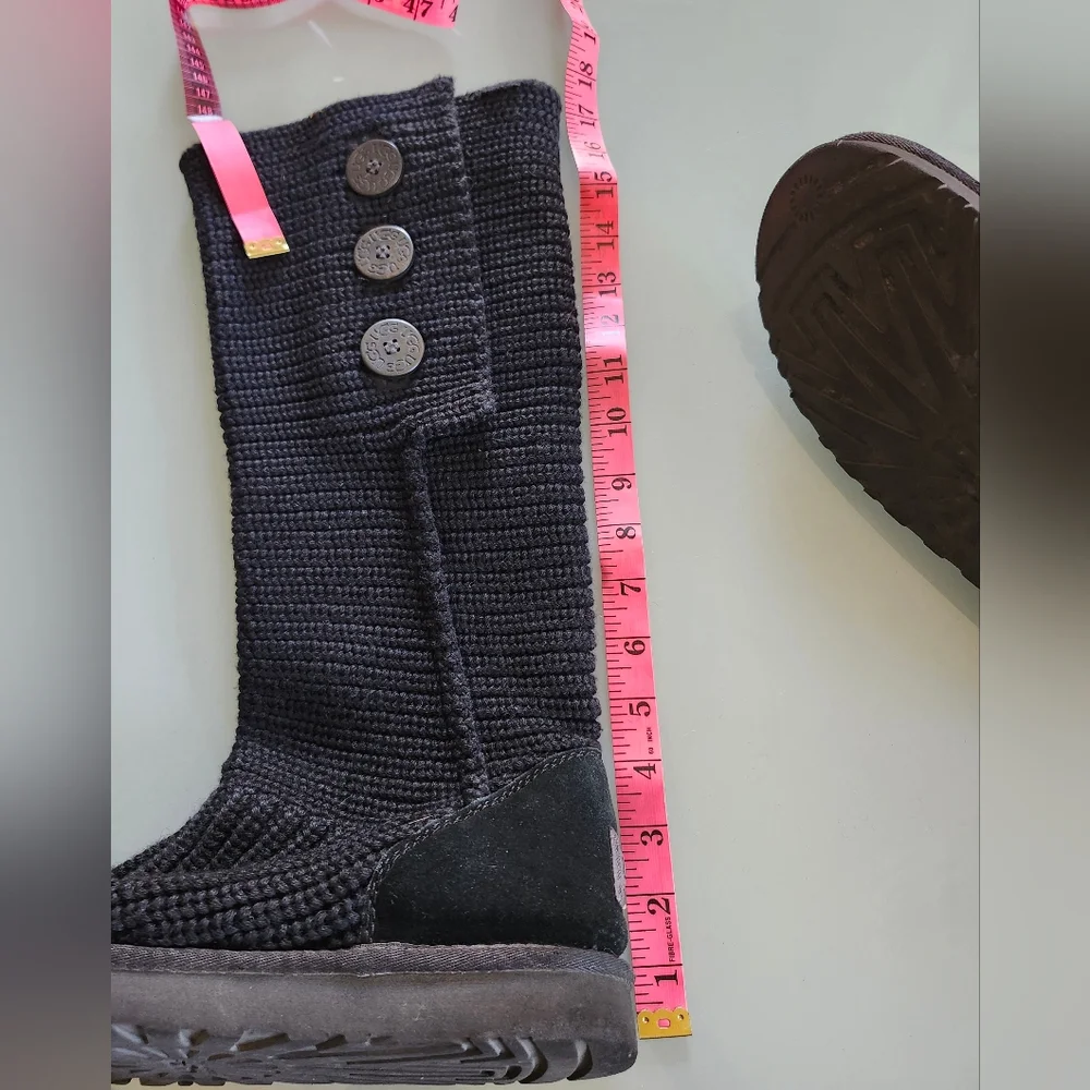 UGG Black Cardy Knit Slouchy Cabincore Granolagirl Boots Size 11